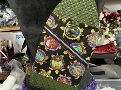 Green Turtle cross body bag. Hand made.
