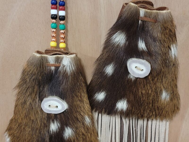 Axis and bison fringy medicine/tobacco pouches