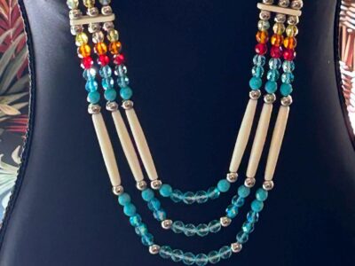 Turquoise with Fire Colors Regalia Necklace