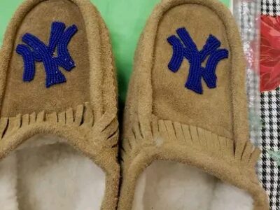 Handmade sport logo moccasins