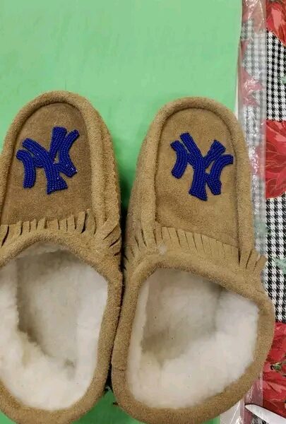 Handmade sport logo moccasins