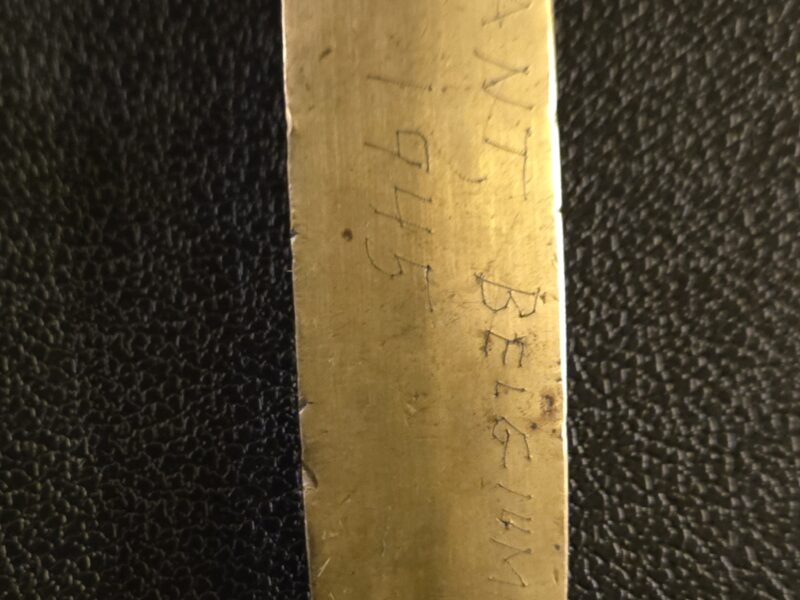 Vintage Native Indian Letter Opener Never Forget Belgium 1945 RARE!