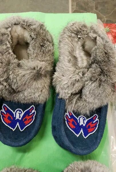 Handmade sport logo moccasins