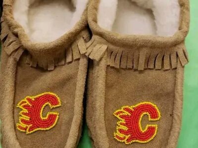 Handmade sport logo moccasins