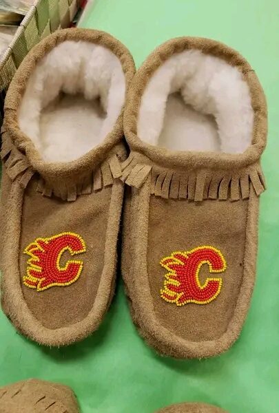 Handmade sport logo moccasins