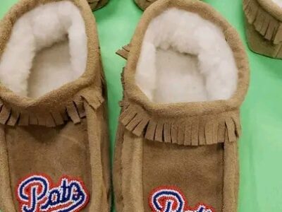 Handmade sport logo moccasins