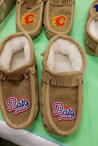 Handmade sport logo moccasins